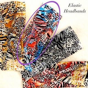 Pink/Blue Leopard Print Elastic Headband - Small